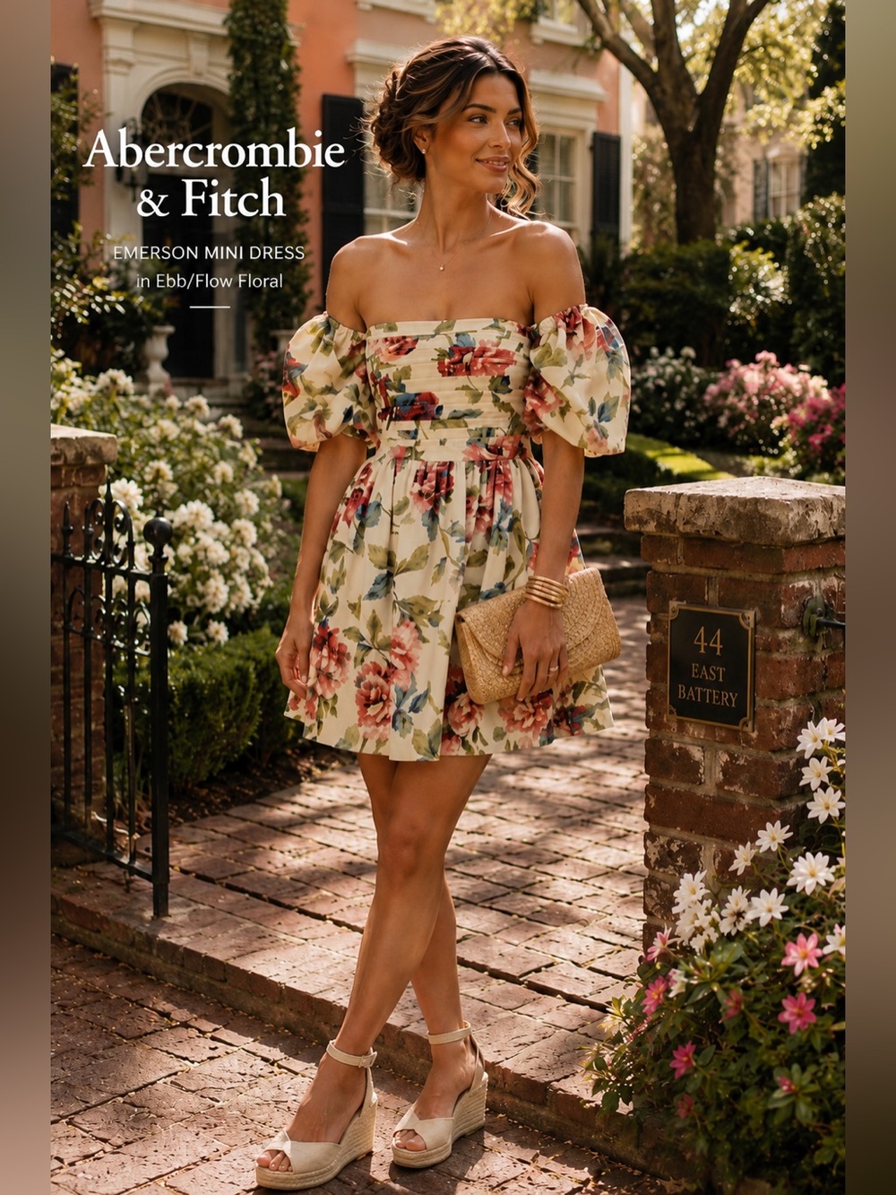 Abercrombie Fitch Emerson Mini Dress S Ebb Flow Floral Puff Sleeve Cottagecore